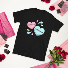 Load image into Gallery viewer, black candy heart not an influencer unisex t-shirt
